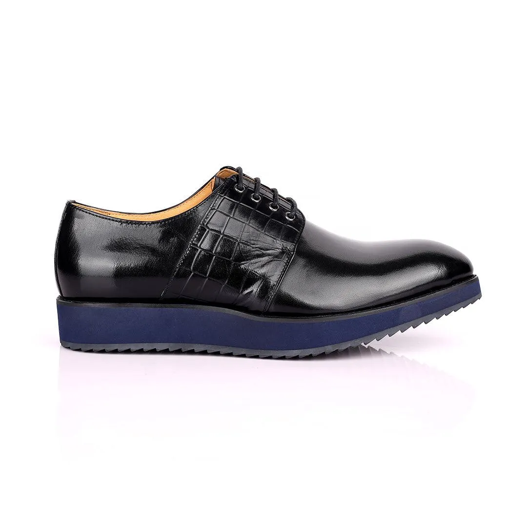 Prad Exquisite Lace Up Designed Black Leather Shoe