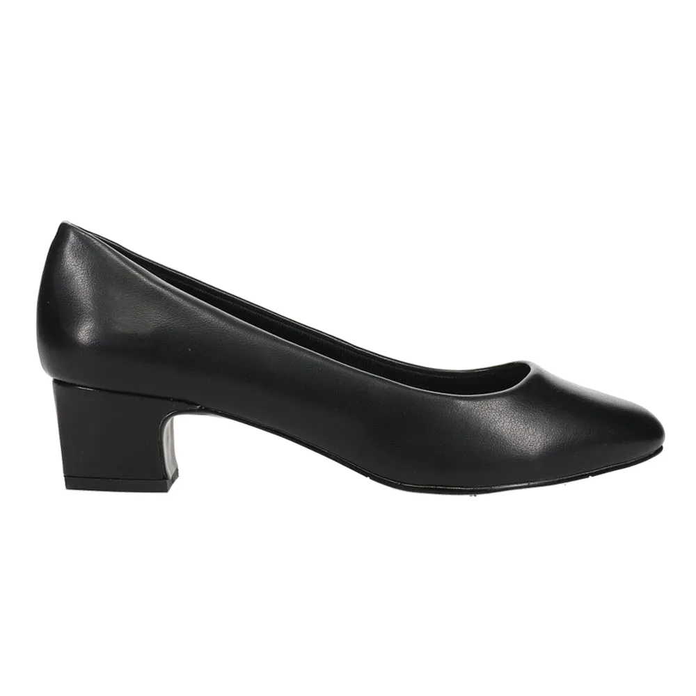 Prim Round Toe Block Heel Pumps