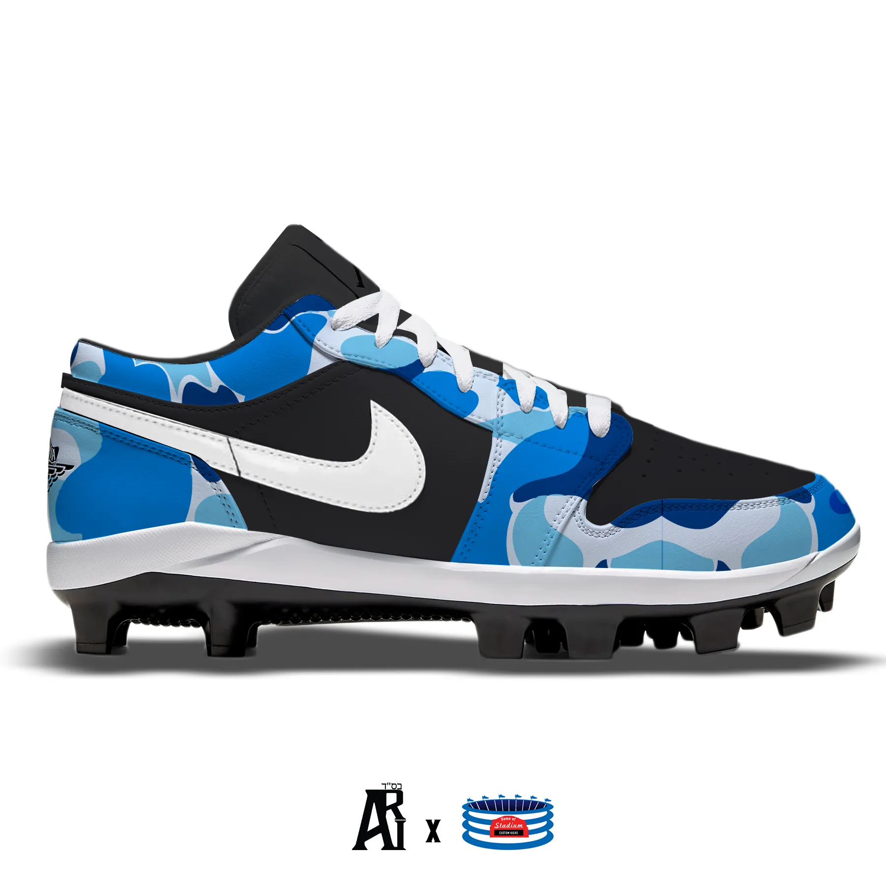 "Blue Army Camo" Jordan 1 Retro Cleats