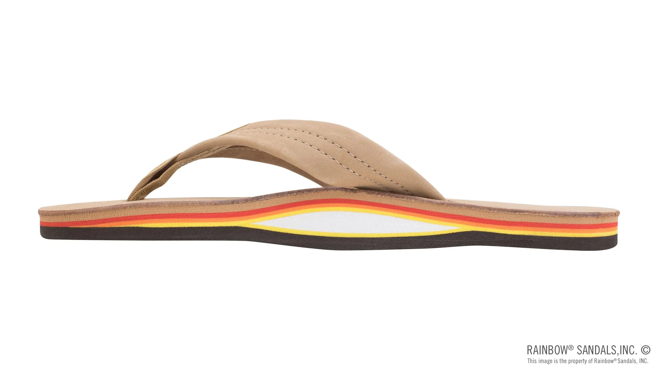 Rainbow Sandals Women's Single Layer Premier Leather Sandal Strap, Sierra Brown/Rainbow