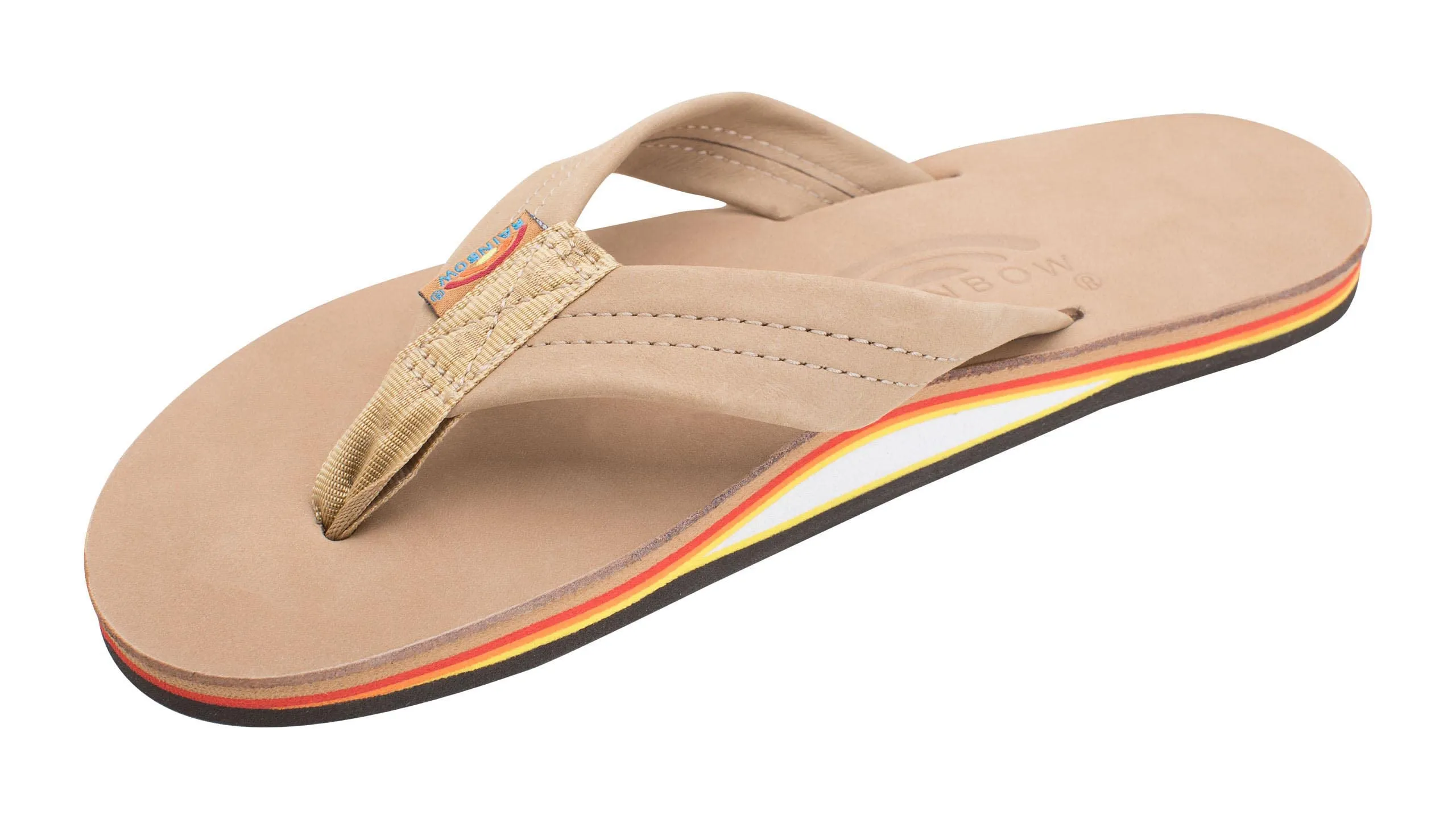 Rainbow Sandals Women's Single Layer Premier Leather Sandal Strap, Sierra Brown/Rainbow