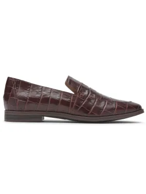 Rockport Womens Perpetua Classic Penny Loafer Oxblood Croc CI2075