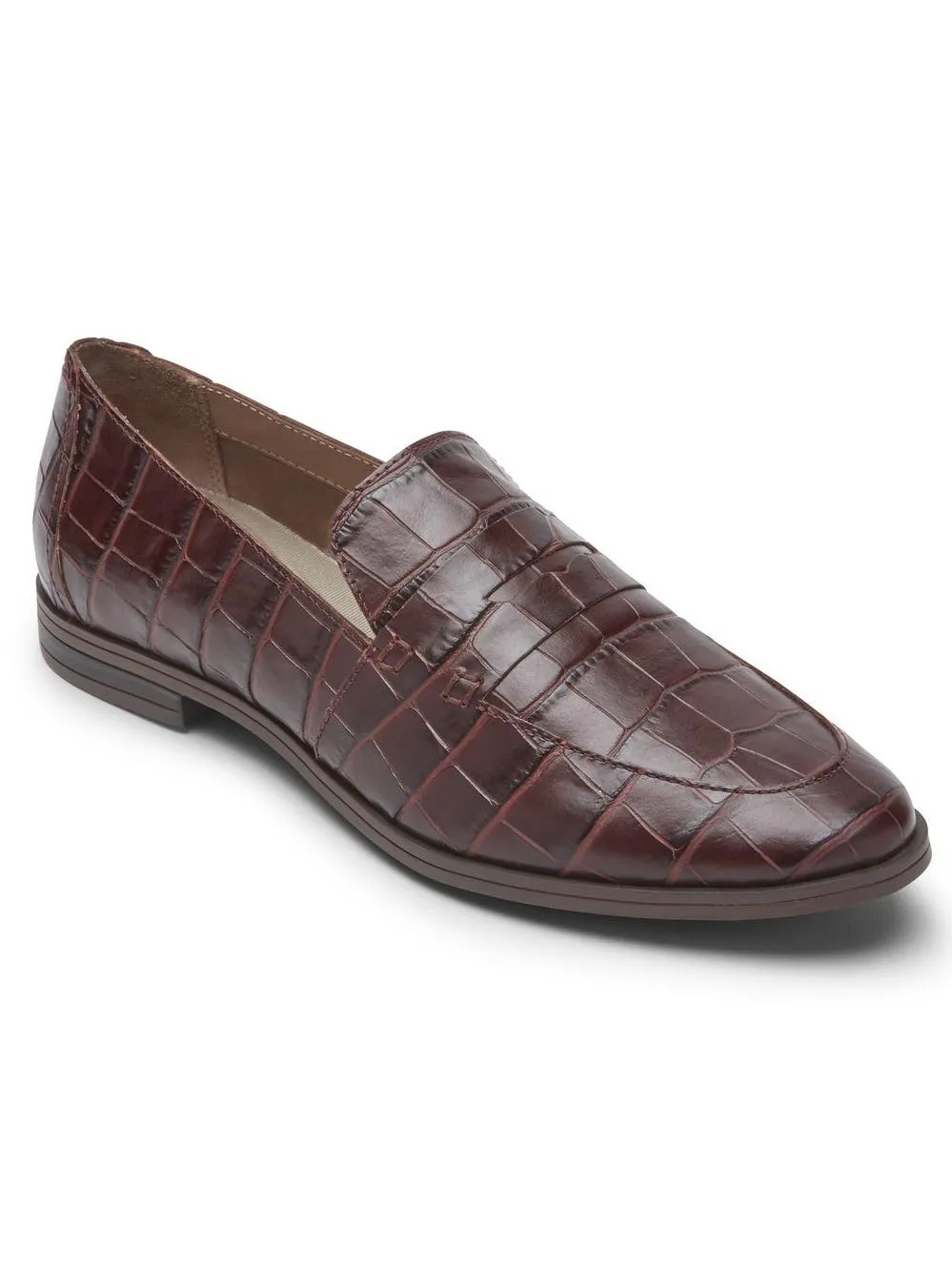 Rockport Womens Perpetua Classic Penny Loafer Oxblood Croc CI2075