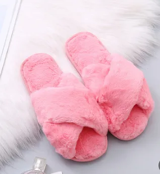 Slippers Women Indoor Plush Thick-soled Home Household Furry Non-slip Soft Bottom Summer