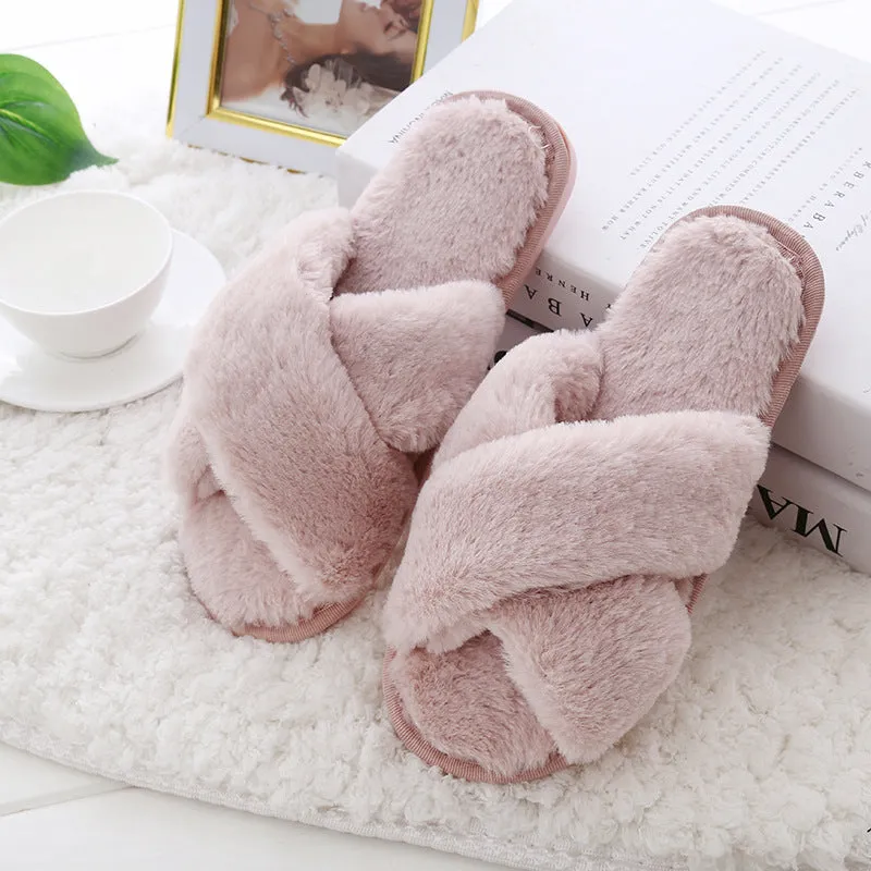 Slippers Women Indoor Plush Thick-soled Home Household Furry Non-slip Soft Bottom Summer