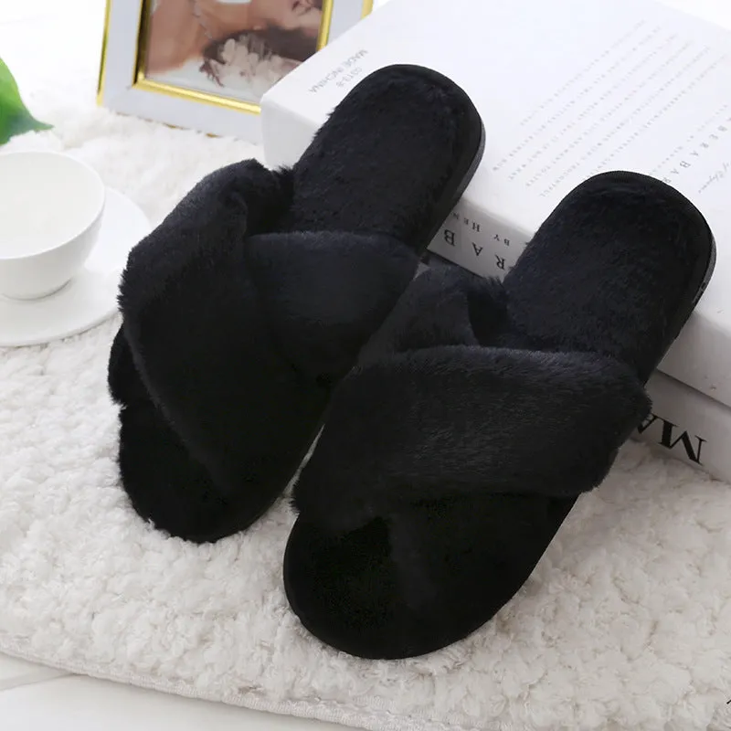 Slippers Women Indoor Plush Thick-soled Home Household Furry Non-slip Soft Bottom Summer