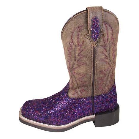 Smoky Mountain Youth Purple Glitter and Brown Boots