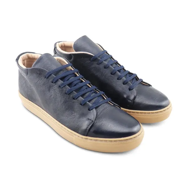 Sneakers alta in pelle blu