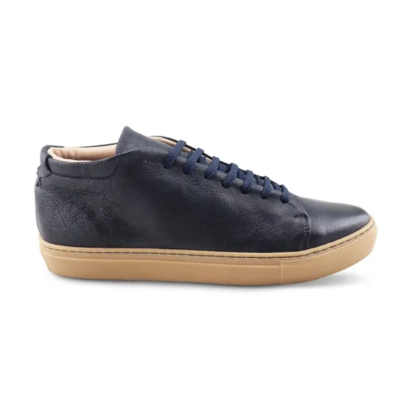 Sneakers alta in pelle blu