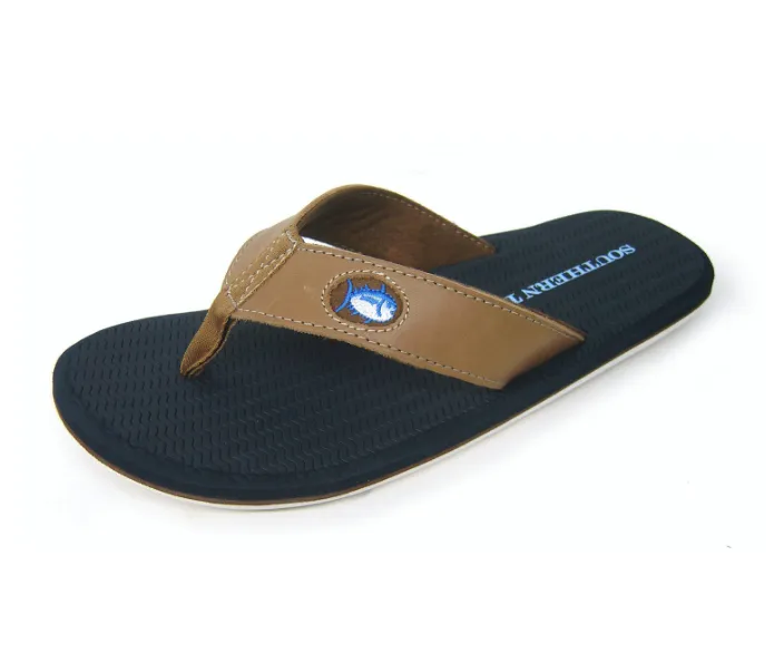 Southern Tide Men's Flipjacks Flip Flop Smooth Leather Dock