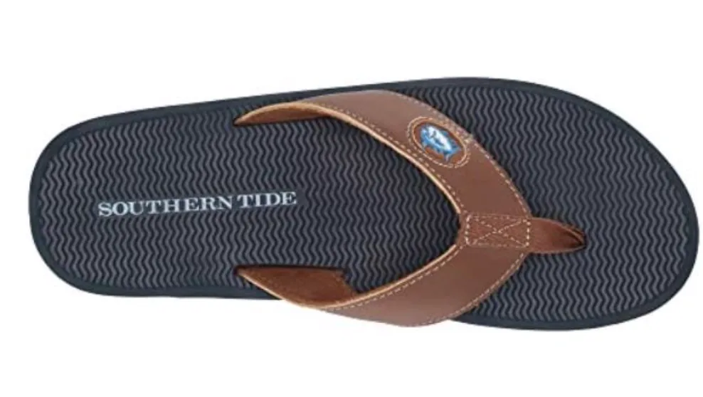 Southern Tide Men's Flipjacks Flip Flop Smooth Leather Dock