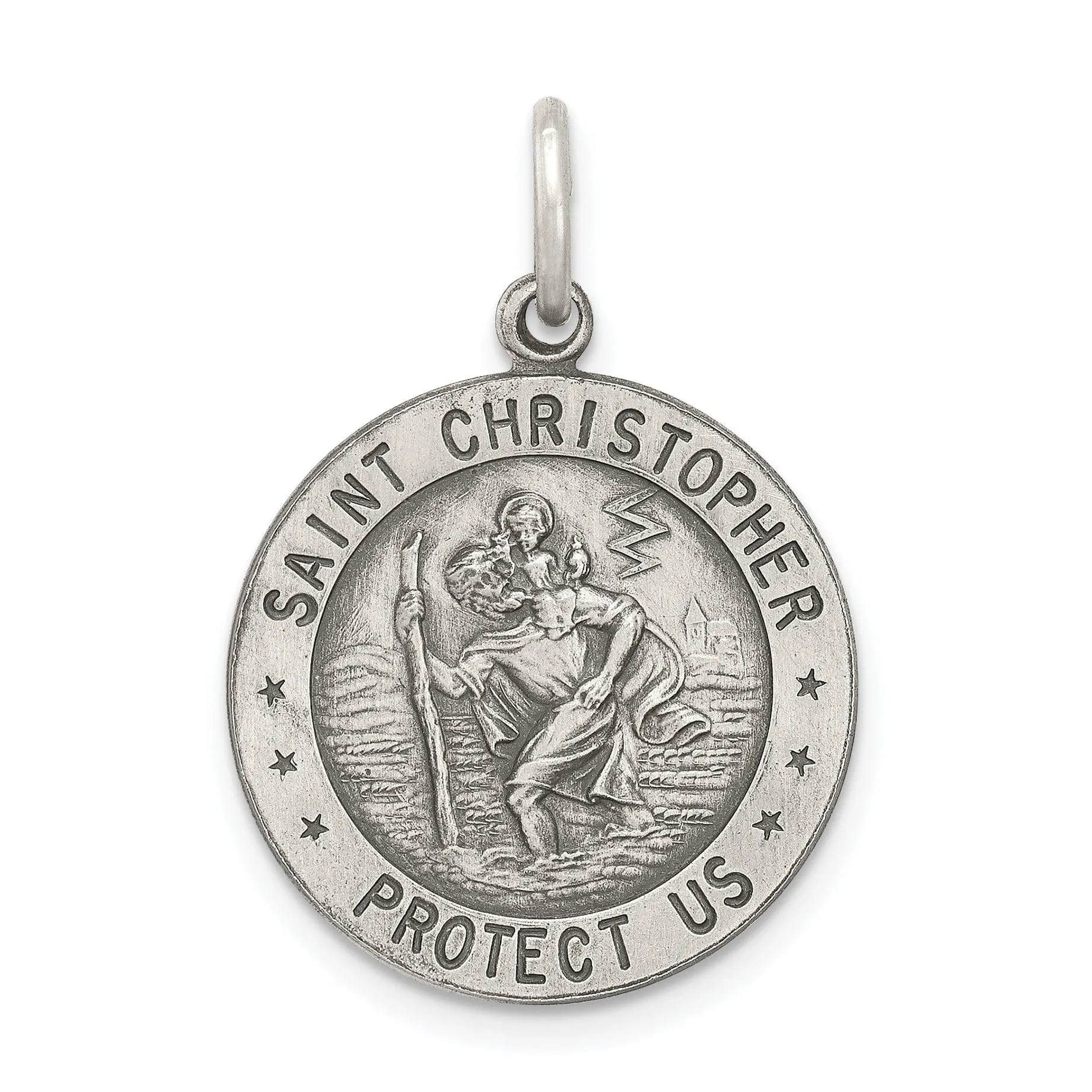 Sterling Silver St. Christopher Football Medal