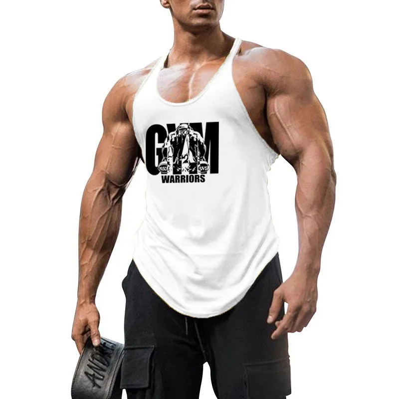 Summer Y Back Gym Stringer Tank Top Men Cotton Clothing Bodybuilding Sleeveless Shirt