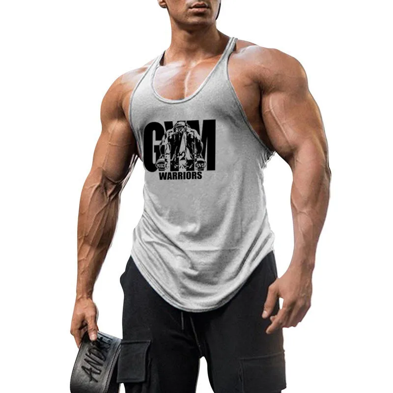 Summer Y Back Gym Stringer Tank Top Men Cotton Clothing Bodybuilding Sleeveless Shirt