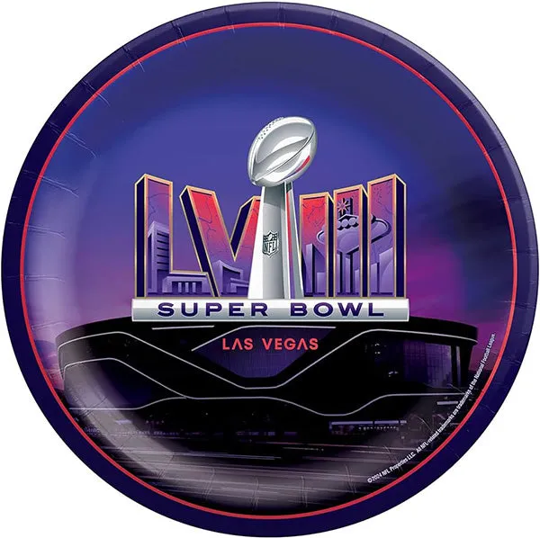 Super Bowl 58 10in Round Banquet Paper Plates 8 Ct