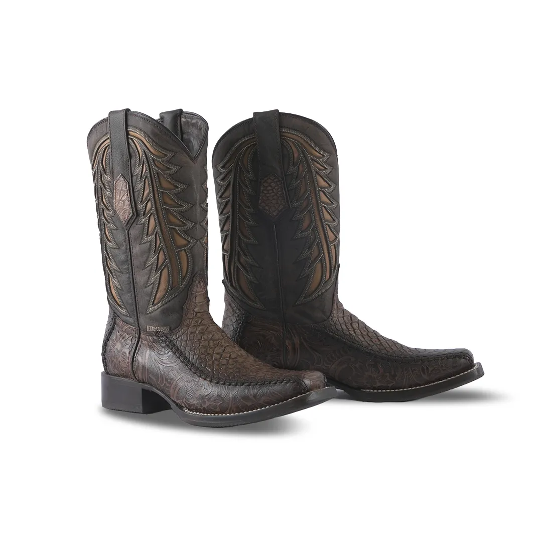 Texas Country Boot Python Cafe E680 Rodeo Toe