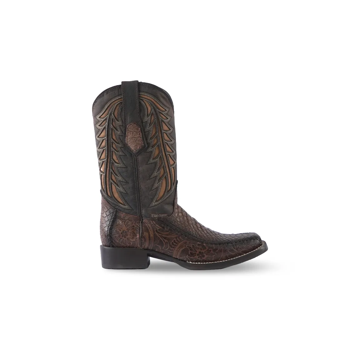 Texas Country Boot Python Cafe E680 Rodeo Toe