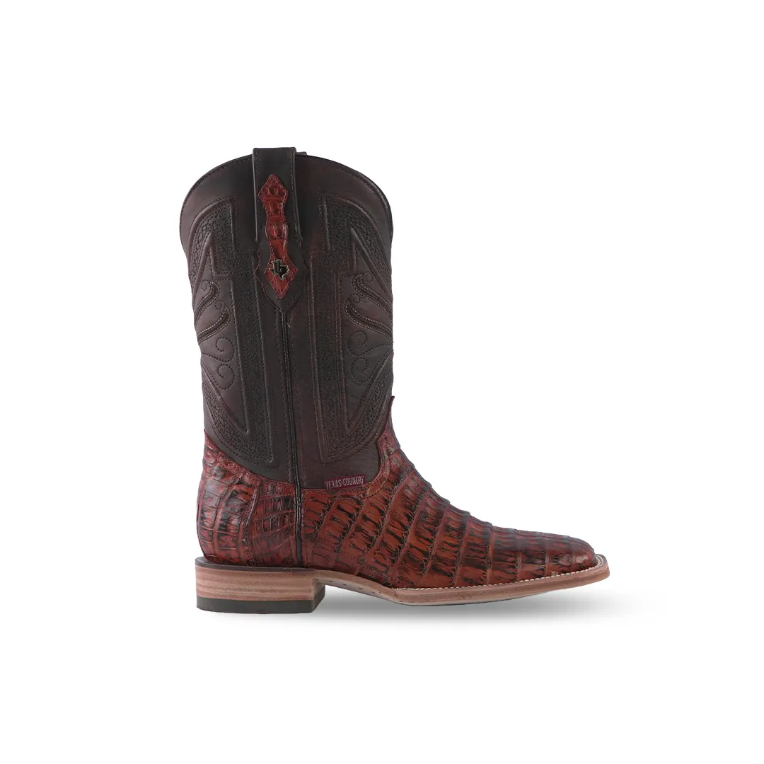 Texas Country Exotic Boot Cola Caiman Belly Brandy Muñequeado LM10