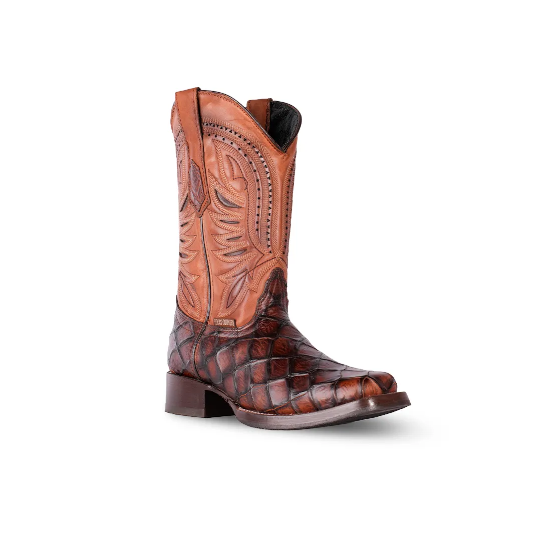 Texas Country Western Boot Pez Piraru Choco Mun Square Toe E687