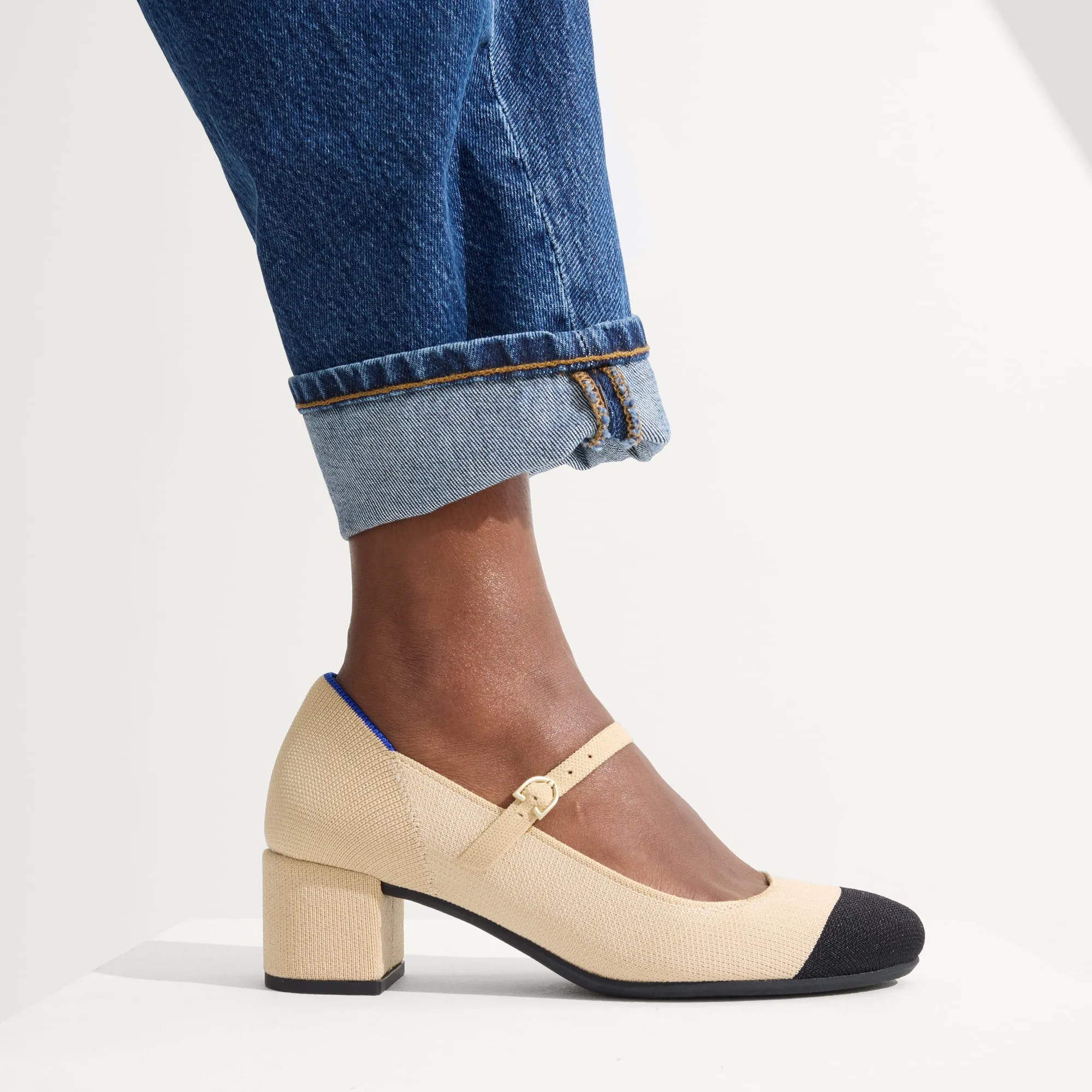 The Mary Jane Heel - Cream Captoe