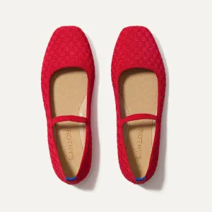 The Max Square Mary Jane - Red Crisp Basketweave