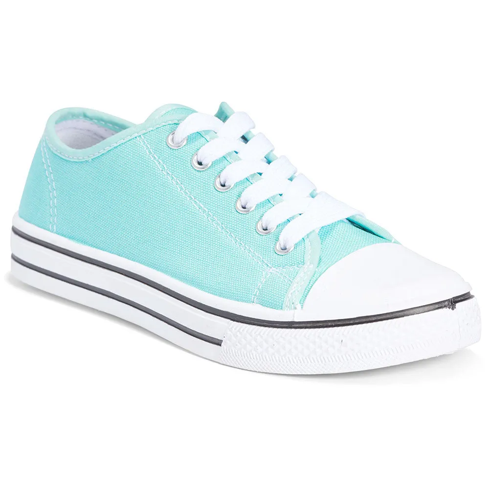 Turquoise White Flat Casual Lace Up Sneaker