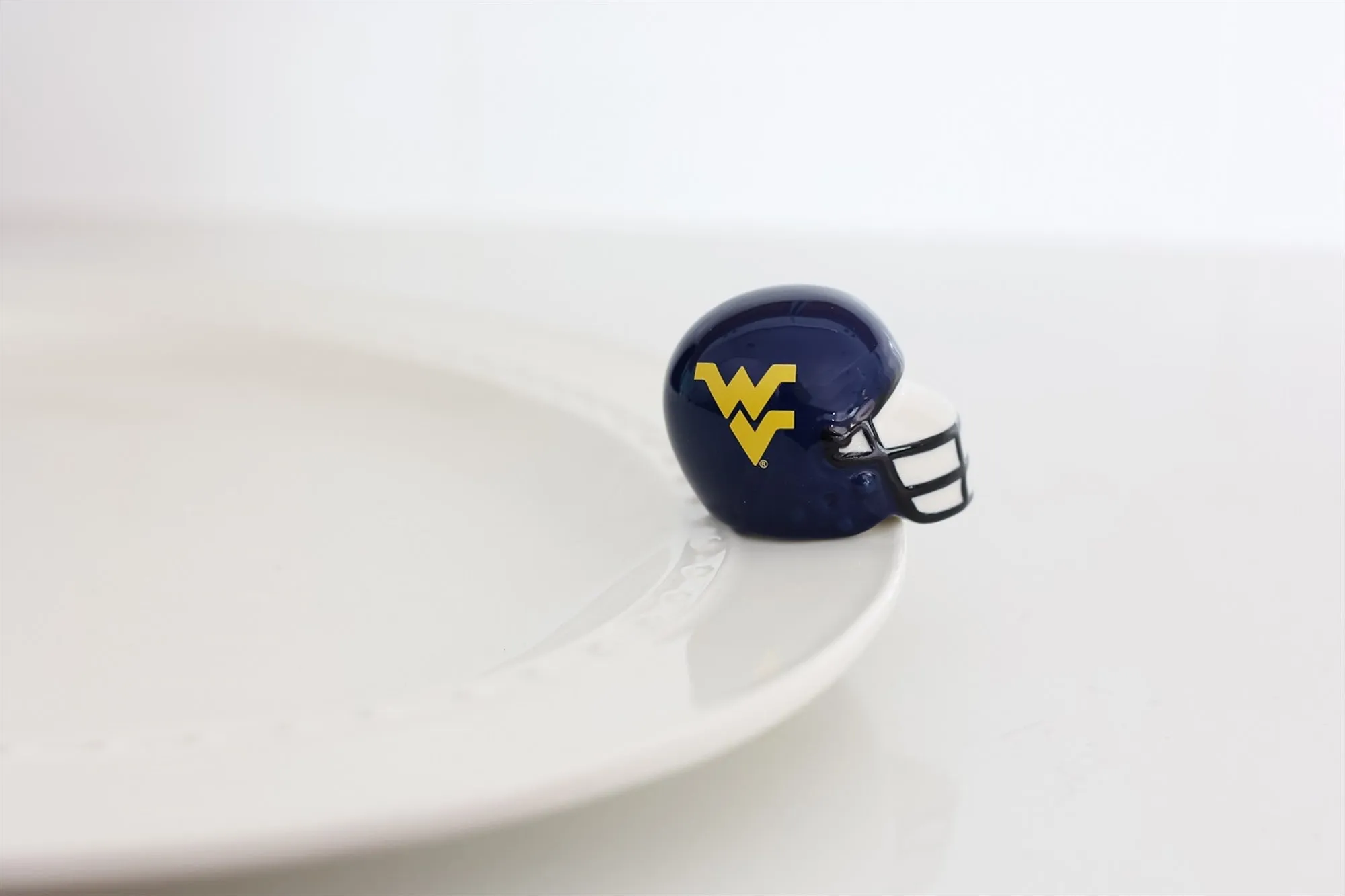 University of West Virginia Football Helmet Mini by Nora Fleming