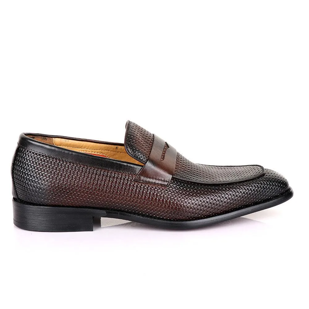 Valentino Woven Classic Coffee Leather Shoe