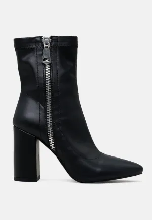 Valeria Pointed Toe High Ankle Boots With Side Zipper