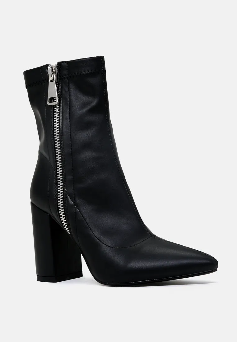 Valeria Pointed Toe High Ankle Boots With Side Zipper