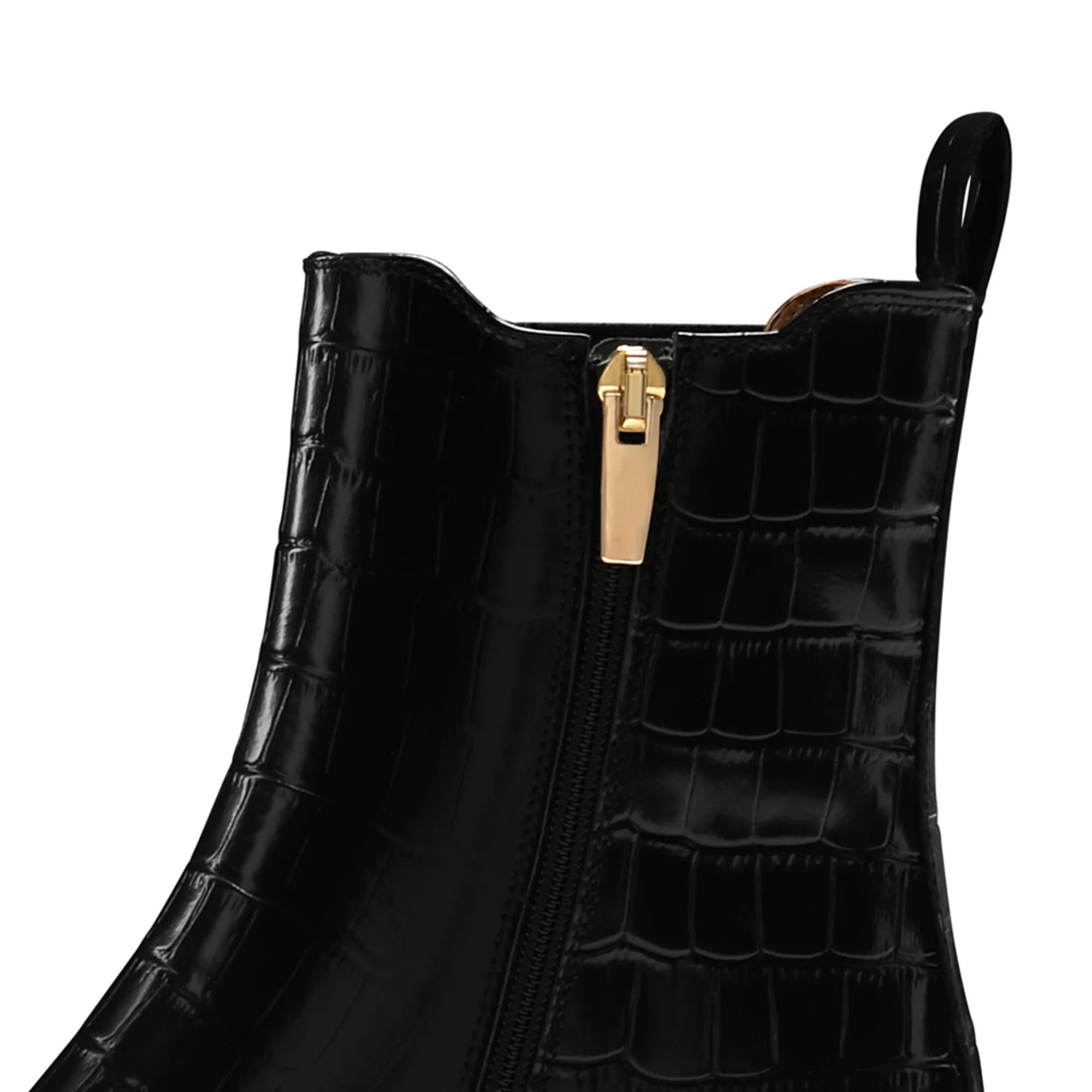 Vendôme Amandine croco black calfskin leather boots