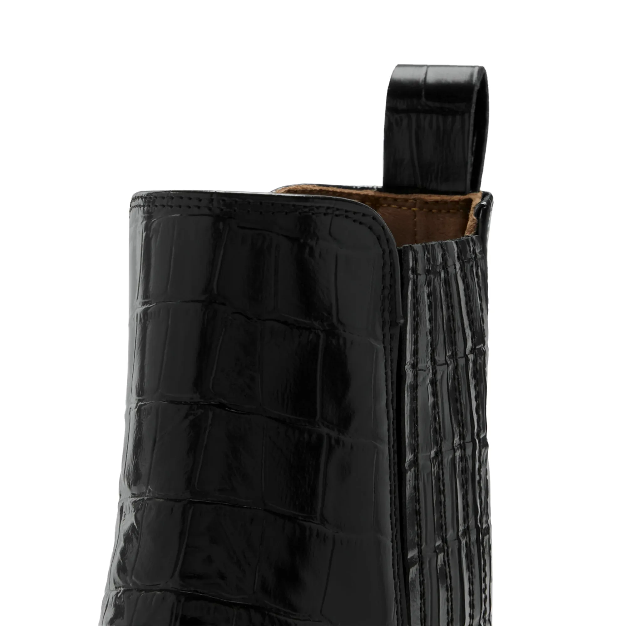 Vendôme Amandine croco black calfskin leather boots