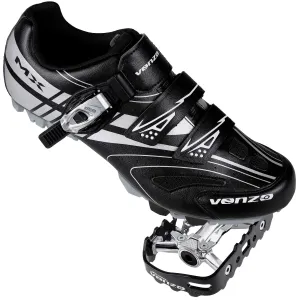 Venzo Mountain Men's Bike Bicycle Cycling Shoes - compatible with Shimano SPD Cleats - Good For Indoor Cycle, Off Road and MTB- With Quality Buckle Strap   Multi-Use Pedals & Cleats