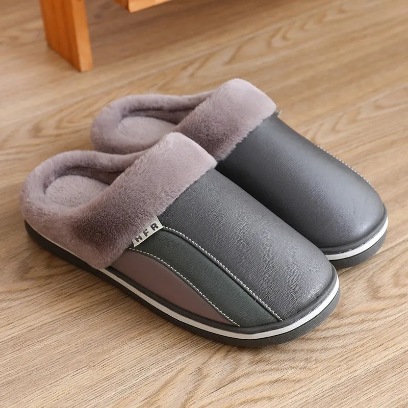 Waterproof Slippers Plush Winter Shoes Home Non-slip Bedroom Slippers Women