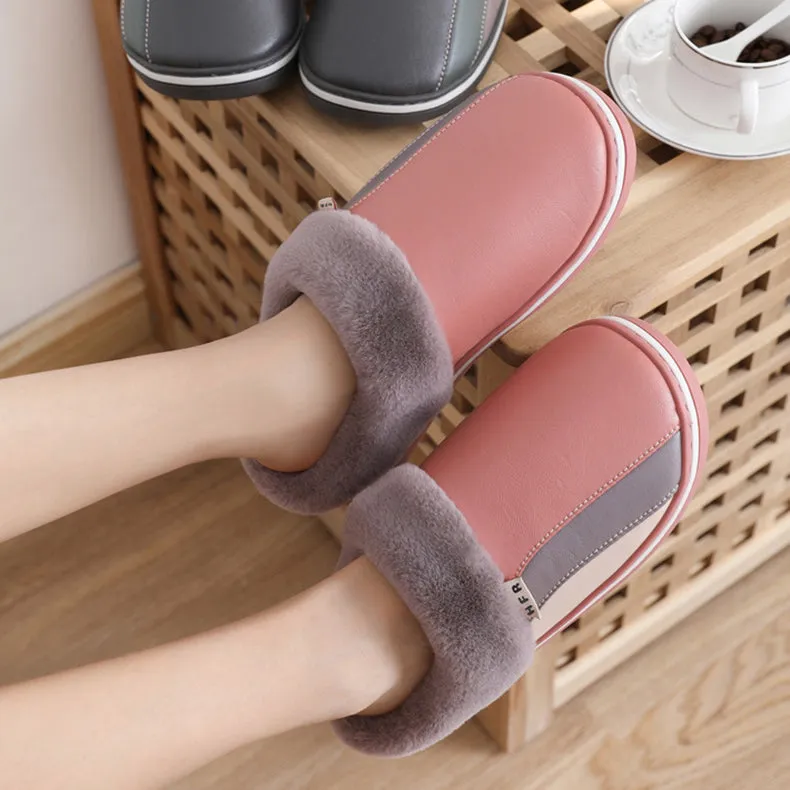 Waterproof Slippers Plush Winter Shoes Home Non-slip Bedroom Slippers Women