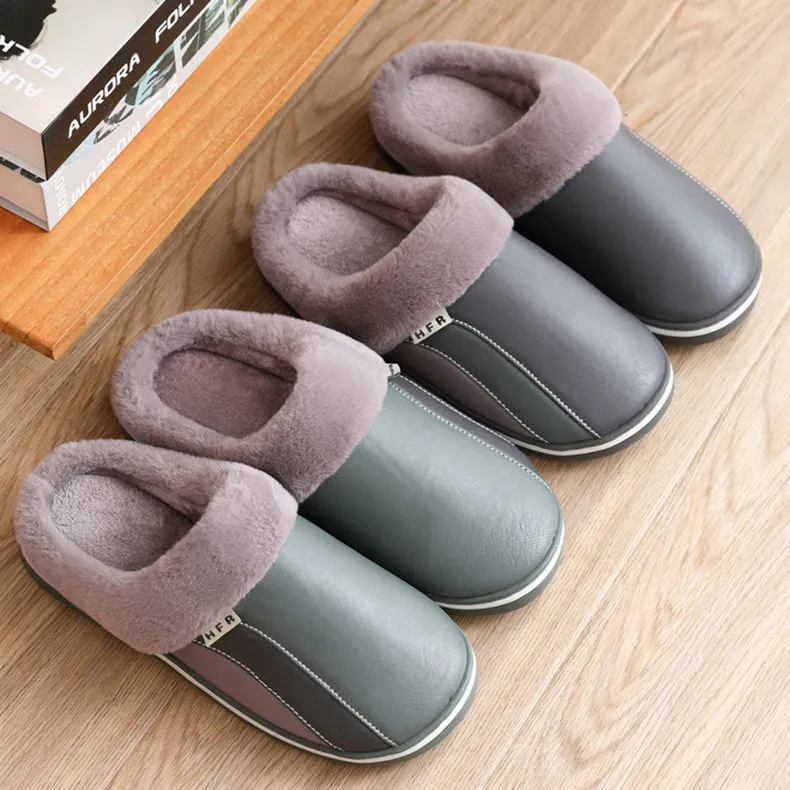 Waterproof Slippers Plush Winter Shoes Home Non-slip Bedroom Slippers Women